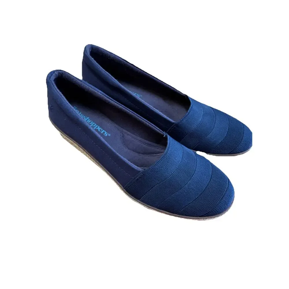 GRASSHOPPERS Wedge‎ OrthoLite Quinn Women's Navy Slip On US 7.5M Comfort